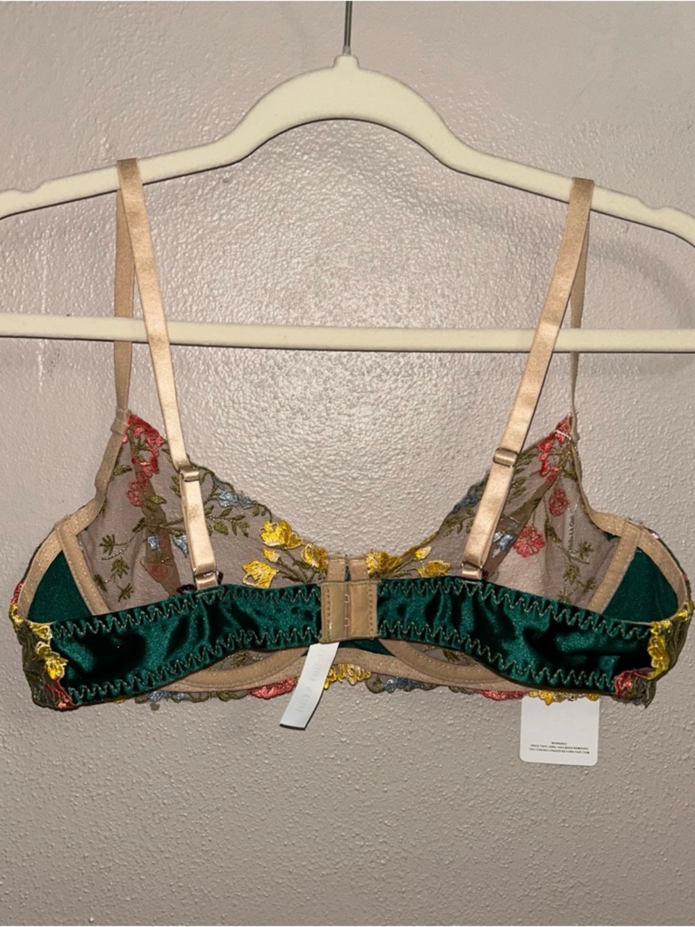 LA Girl Green Sheer Floral Embroidered Underwire Bra with Yellow Accents - Picture 3 of 5